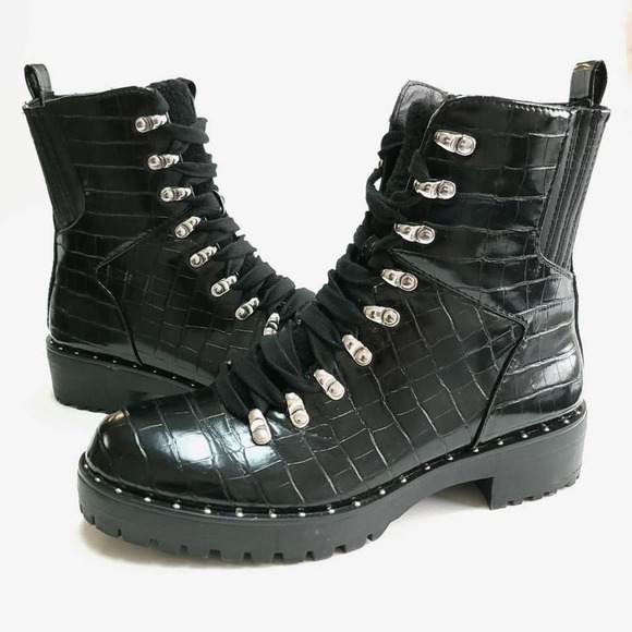 DV by Dolce Vita Shoes - DV by Dolce Vita Boots Women's Size 7 Oderra Croc Embossed Combat Moto Boot Lace